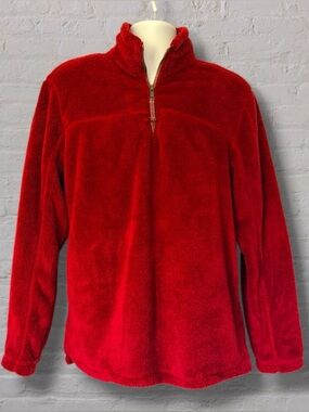 Grizzly Sherpa Fleece Pullover Red M Cozy 1/4 Zip Plush Jacket